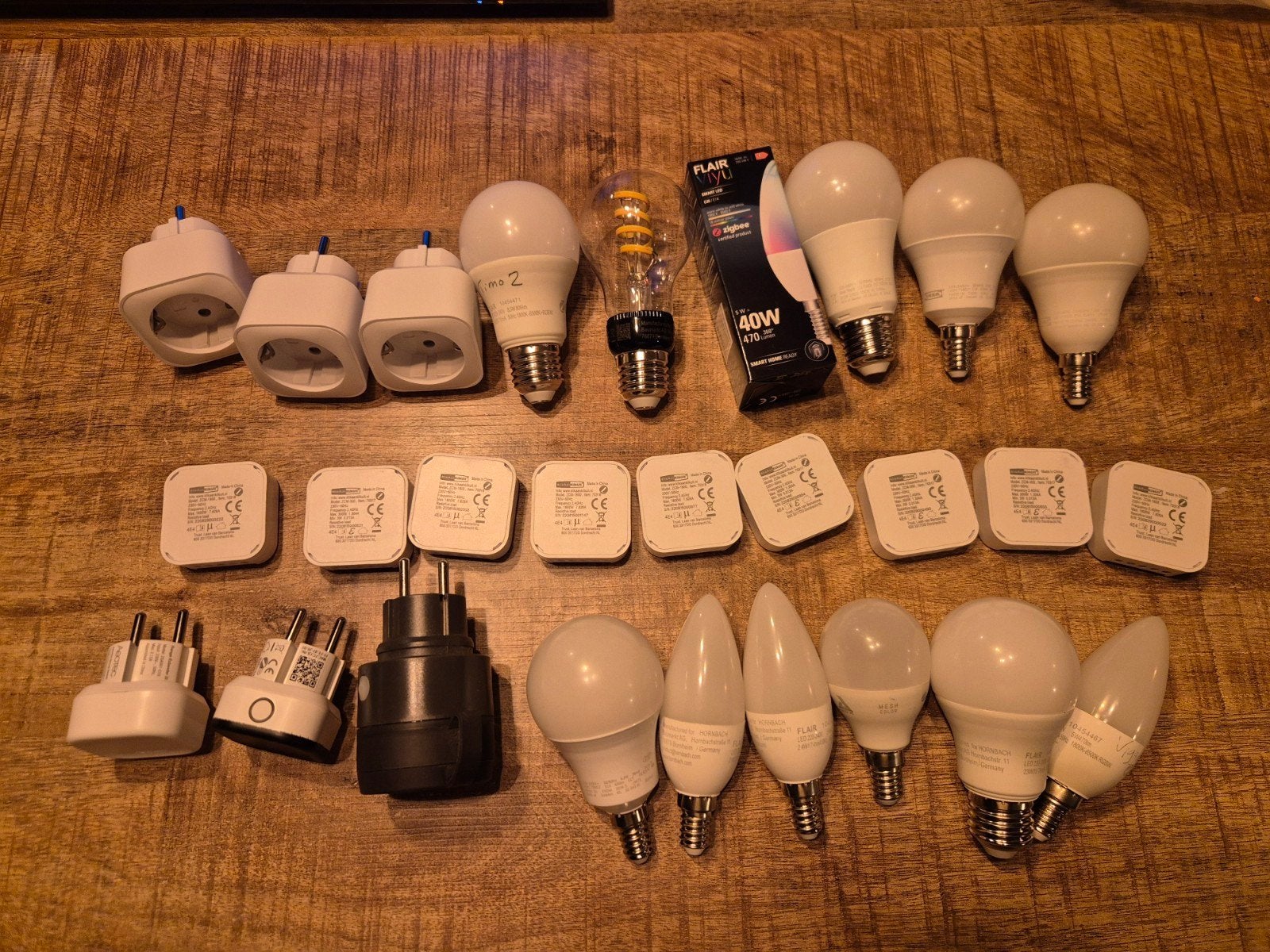 Diverse Smart Home ALLES ZIGBEE, Ikea KaKu Flair en Aeotec, 30 tot 60 watt, Led-lamp, Instelbaar wit, E14 (klein)