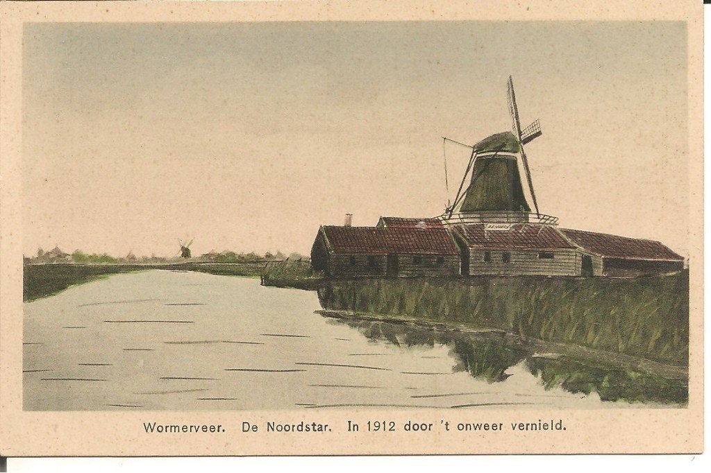 Oude ansichtkaart Wormerveer: De Noordstar, 1912, Ophalen of Verzenden, 1920 tot 1940, Gelopen, Noord-Holland
