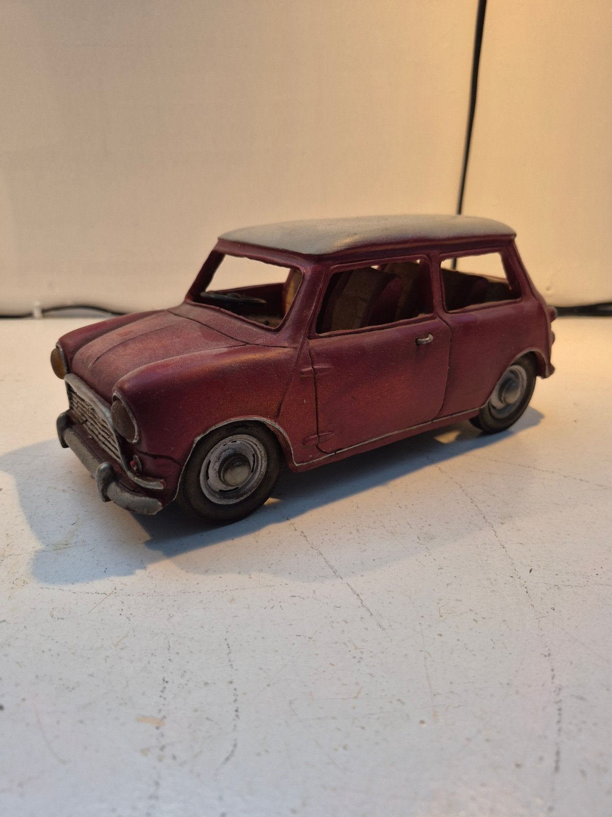 Vintage Mini Cooper modelauto - Rood/Grijs, Ophalen of Verzenden, Gebruikt