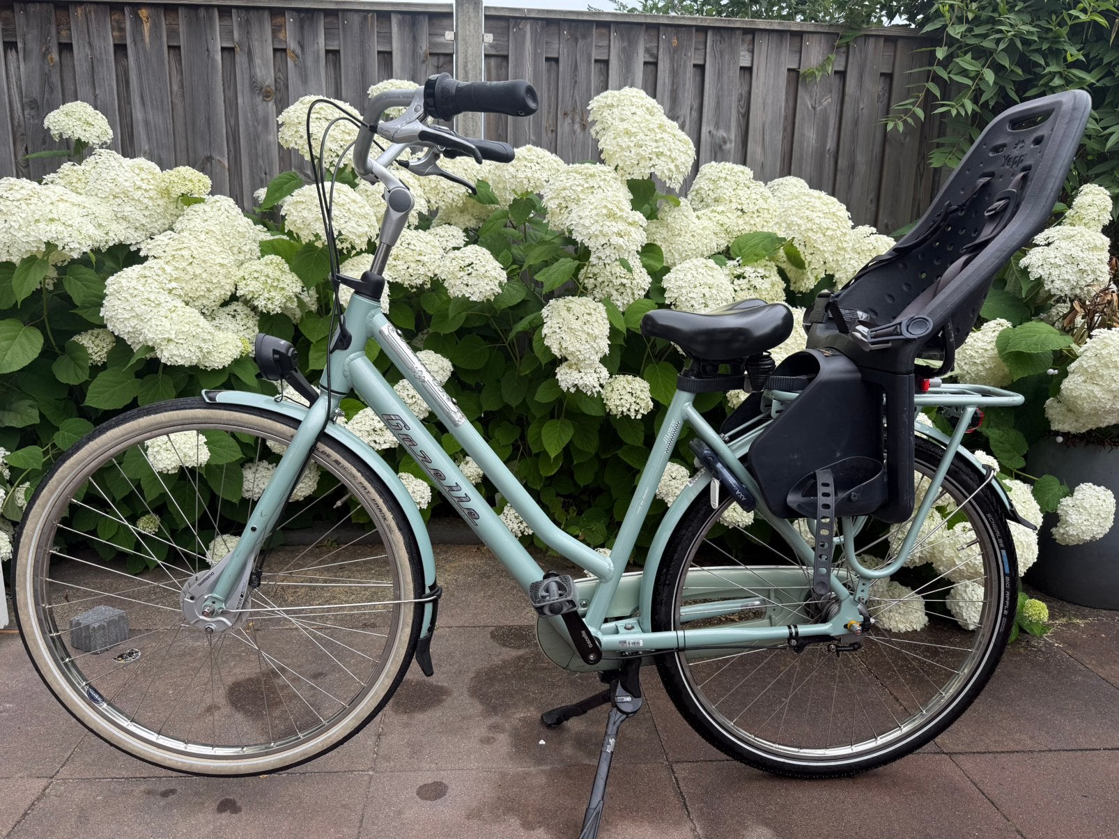 Gazelle Monroe damesfiets – framemaat 54 – Yepp kinderzitje, Ophalen, Dubbele standaard, Gazelle, 53 tot 56 cm
