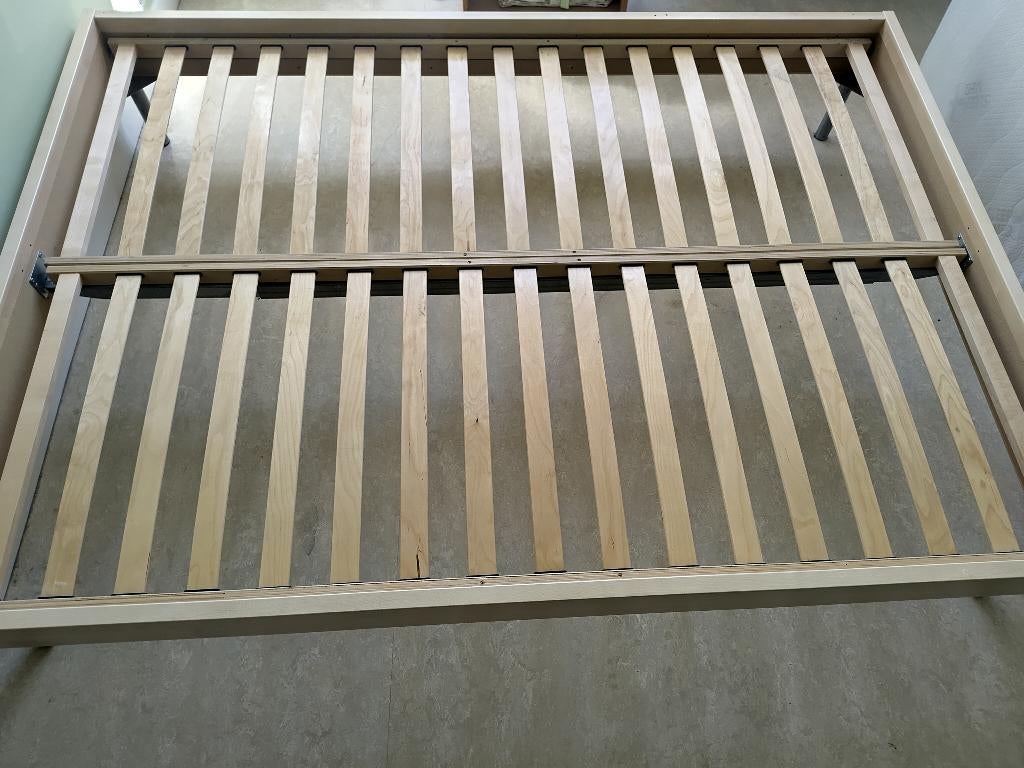 Bed 2 persoons 1,60 x 2m, Ophalen, Gebruikt, Beige, Tweepersoons