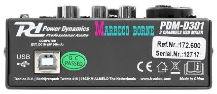 Mengpaneel, Mixer 3-kanaals,USB, PDM-D301, Info@marbeco.nl, Power Dynamics, Nieuw, Overige instrumenten