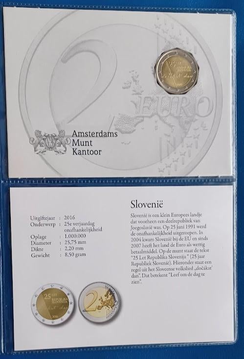 Slovenië 2 Euro "Onafhankelijkheid" - 2016 (AMK), Postzegels en Munten, Munten | Europa | Euromunten, Verzenden, Slovenië, 2 euro