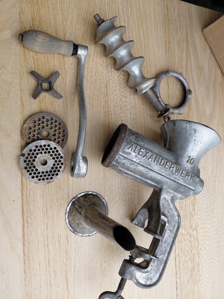Gehaktmolen, vleesmolen, Zilver, Ophalen of Verzenden, Metaal, Overige merken