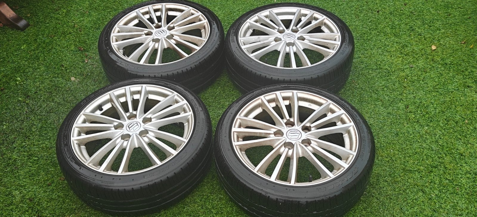 Set van 4 Falken zomerbanden met velgen - 195/45R17, Ophalen, Gebruikt, Banden en Velgen, Onbekend