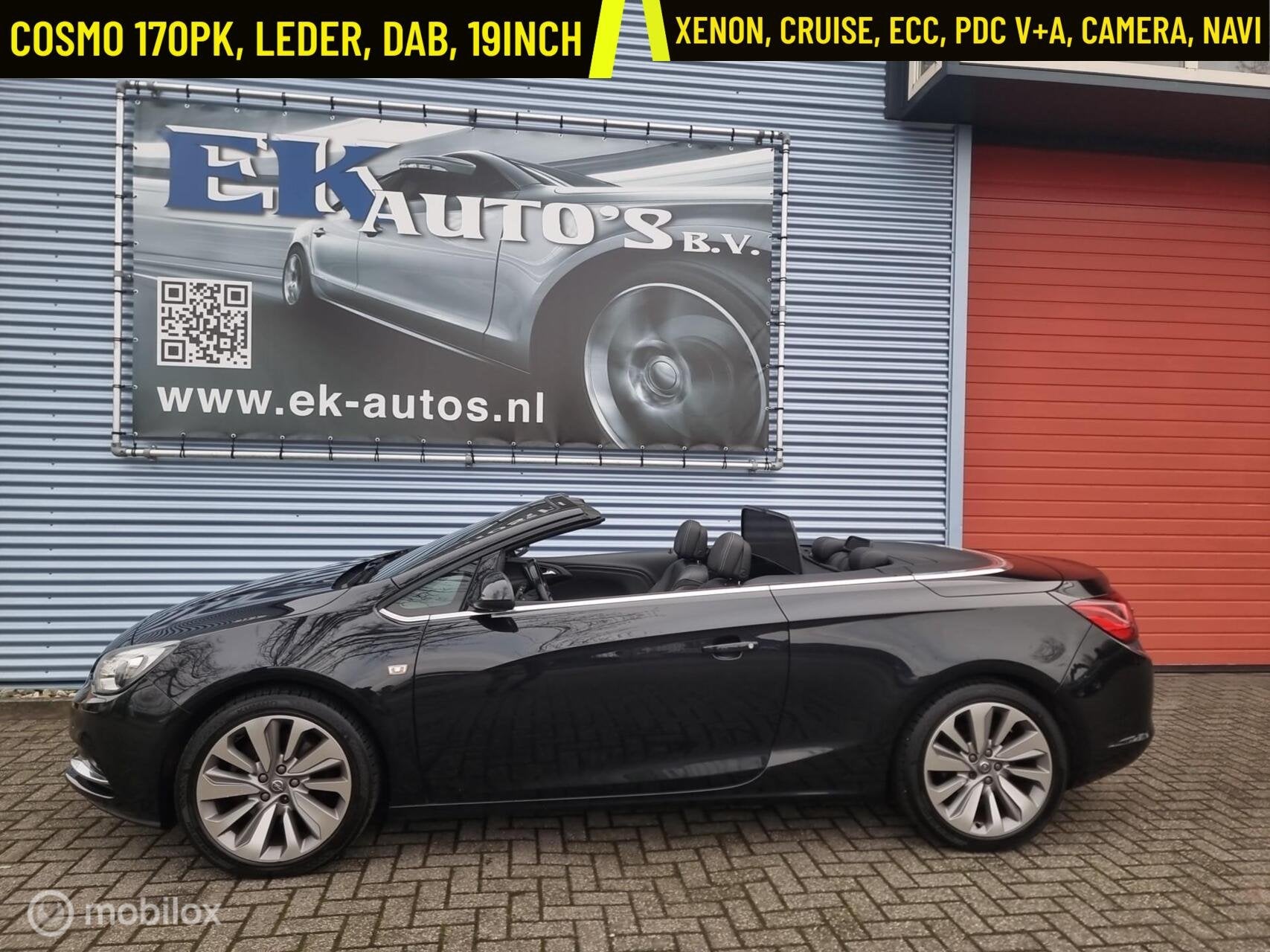 Opel Cascada 1.6 Turbo Cosmo. 170pk. Camera, DAB+, 19inch, Auto's, Opel, Voorwielaandrijving, Euro 5, Gebruikt, Zwart
