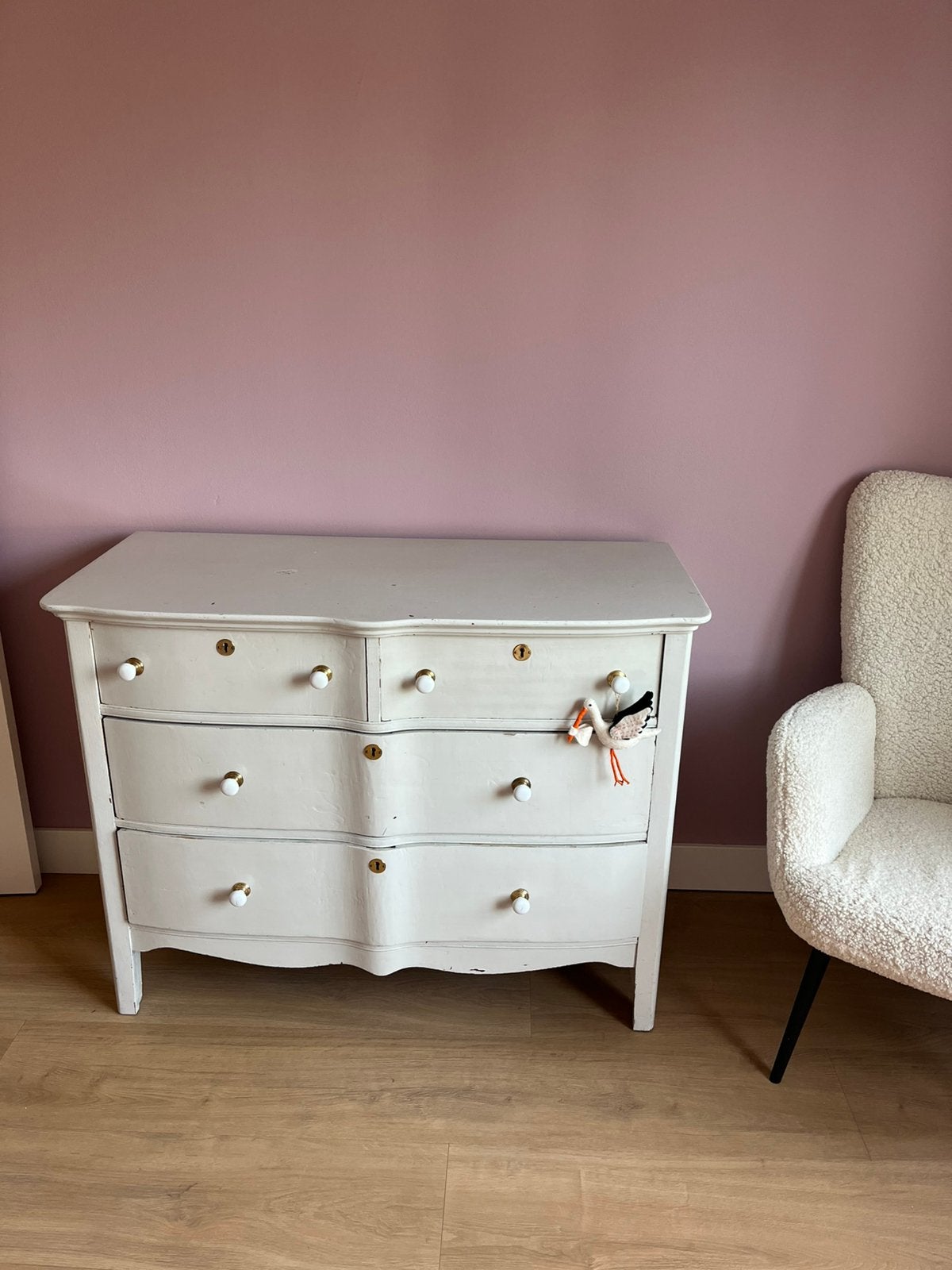 Vintage ladekast / commode 4 lades, Huis en Inrichting, Kasten | Ladekasten, Ophalen, Gebruikt, 100 tot 150 cm, Vintage chique