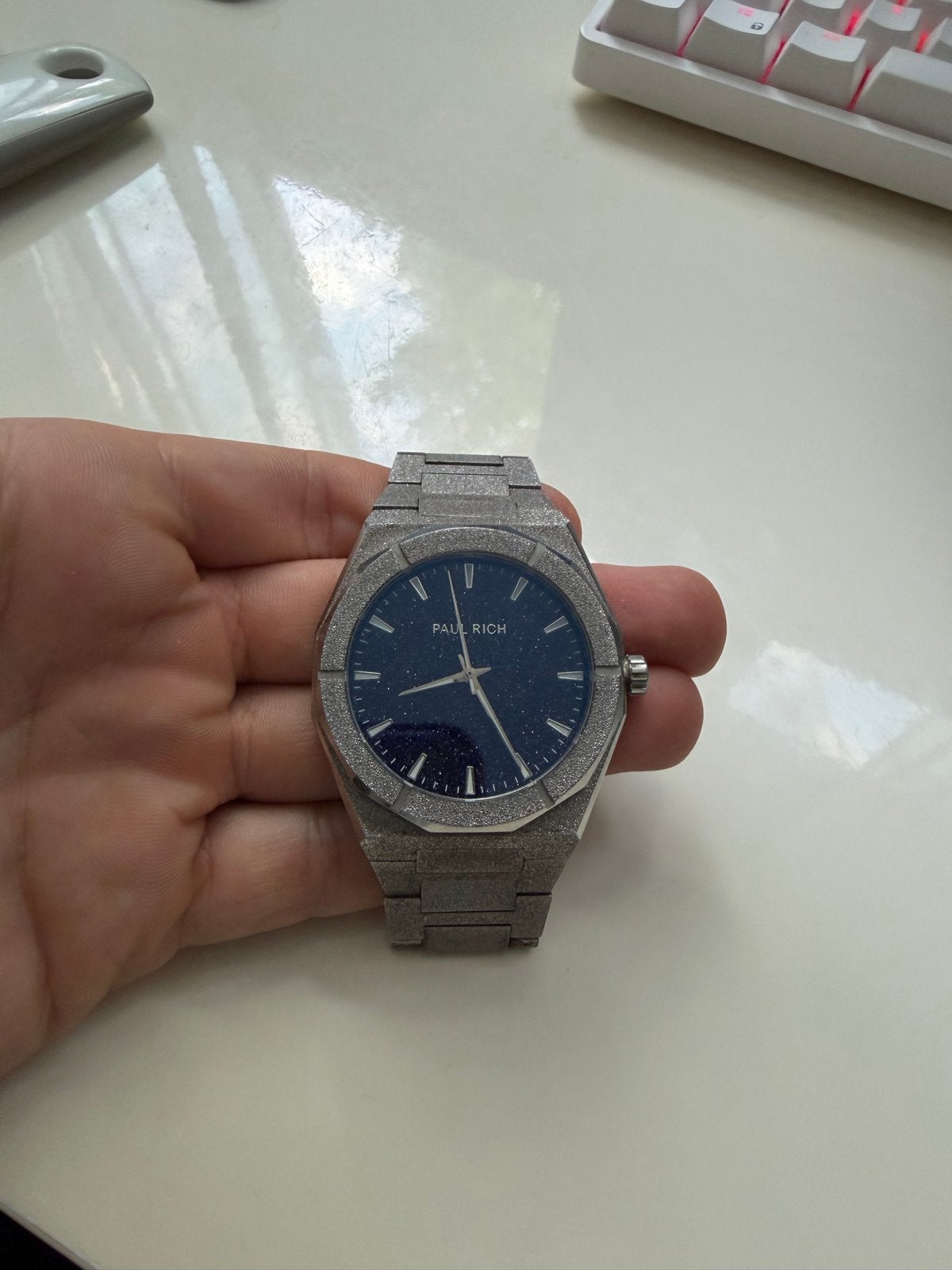 Paul Rich Horloge - Zilverkleurig met blauwe wijzerplaat, Overige merken, Staal, Polshorloge, Ophalen of Verzenden