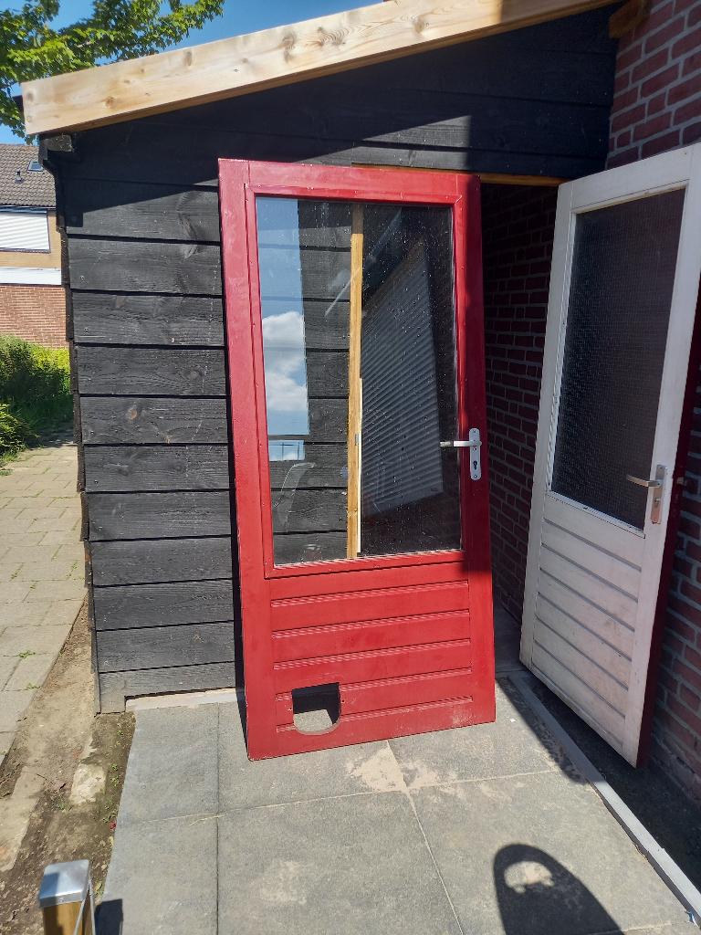 Hardhouten schuurdeur, Doe-het-zelf en Verbouw, Deuren en Horren, Ophalen, Gebruikt, 80 tot 100 cm, Buitendeur