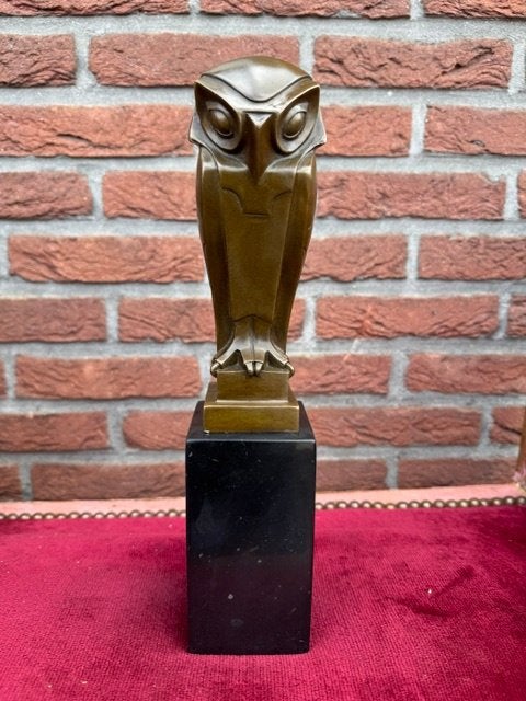 fraai bronzen beeld, gestileerde uil, Ophalen of Verzenden, Brons
