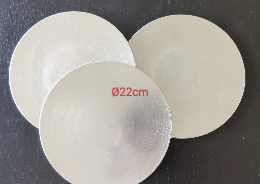 Zilverkleurige onderborden ø22cm - Set van 3, Ophalen