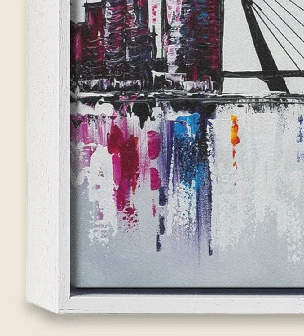 Schilderij skyline Rotterdam, Ophalen of Verzenden, Zo goed als nieuw