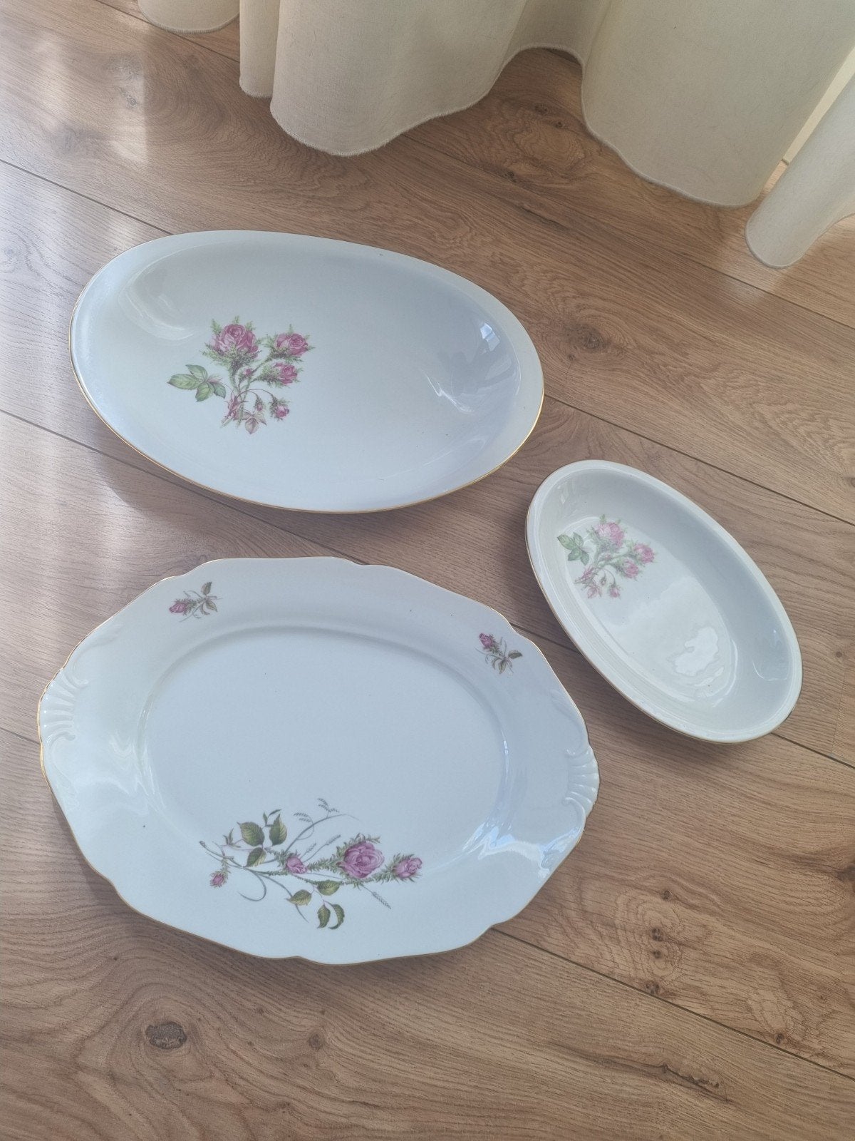 Vintage porseleinen schalen set met rozenmotief, Ophalen of Verzenden