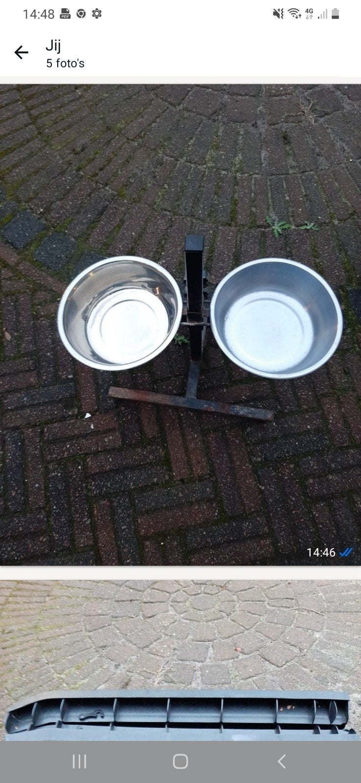 Hondevoerbak en drinkbak  en voer, Ophalen