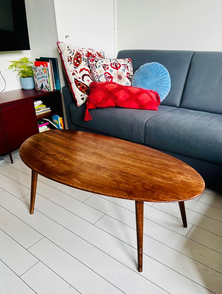 Zara Home Afgeschuinde Houten Salontafel Ovaal, Huis en Inrichting, Tafels | Salontafels, Ophalen, Gebruikt, 100 tot 150 cm, 50 tot 100 cm