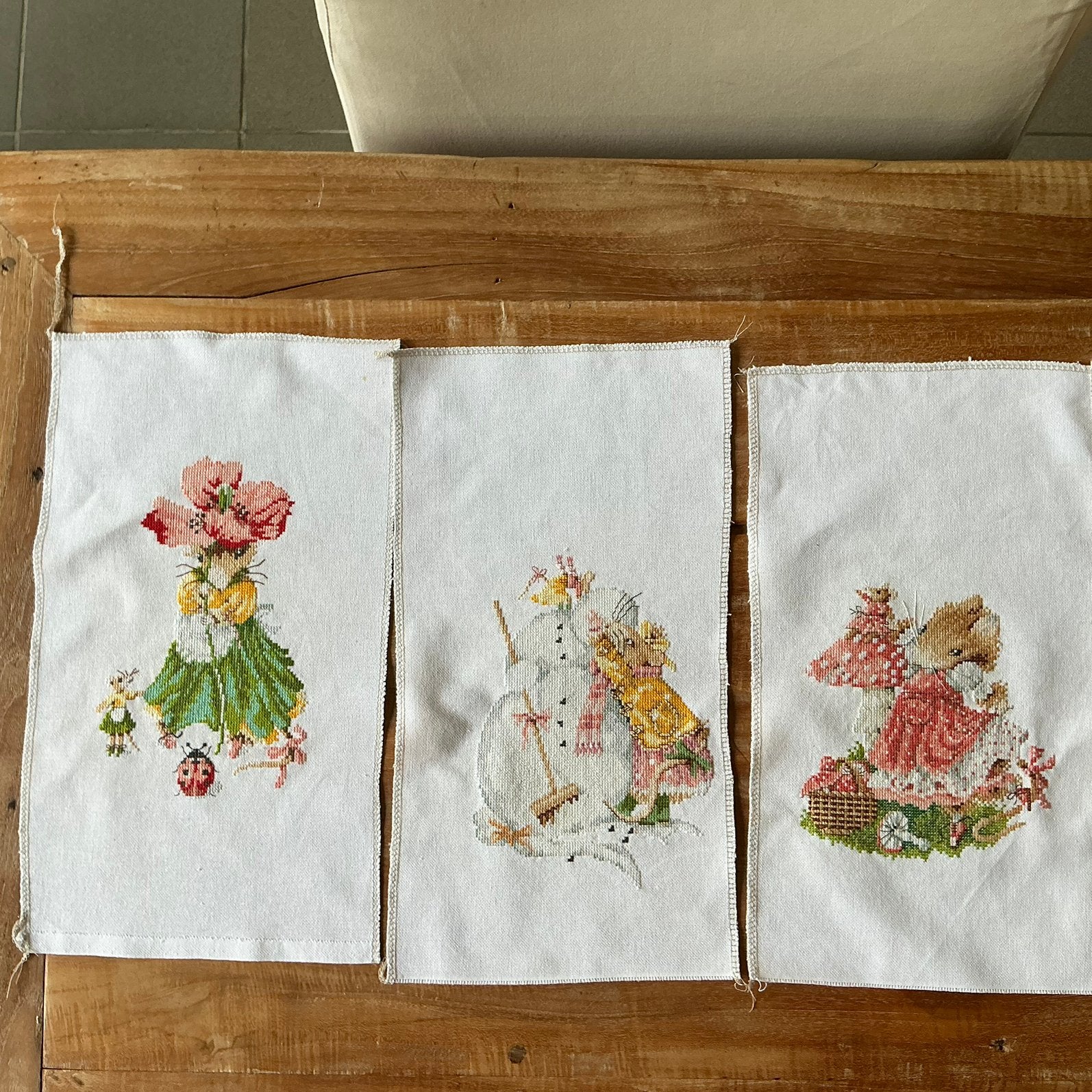 3 x borduurwerk Vera de muis. Ongebruikt. 🧵🪡, Ophalen of Verzenden, Handborduren