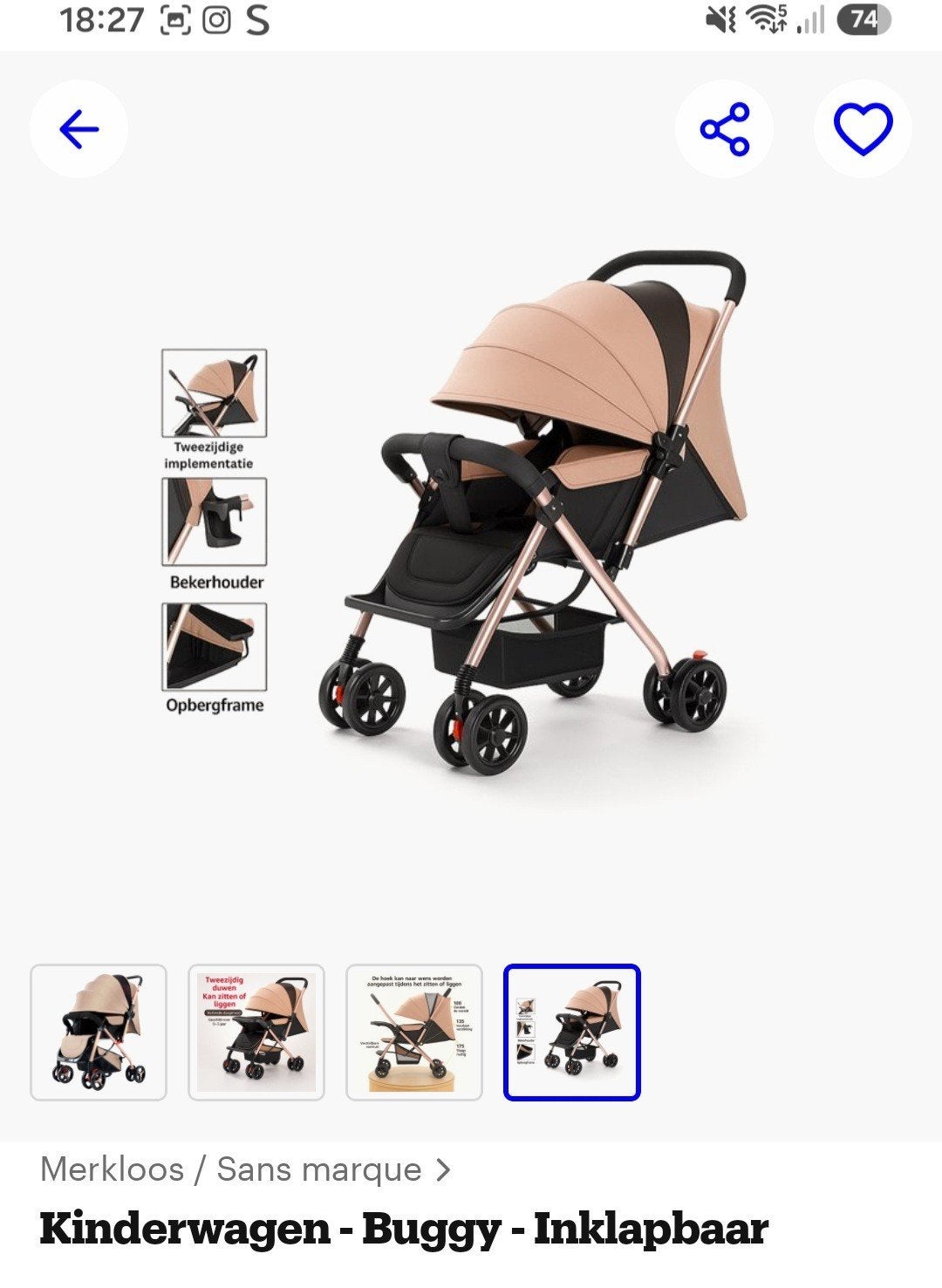 Kinderwagen / buggy, Ophalen of Verzenden, Zo goed als nieuw, Overige merken