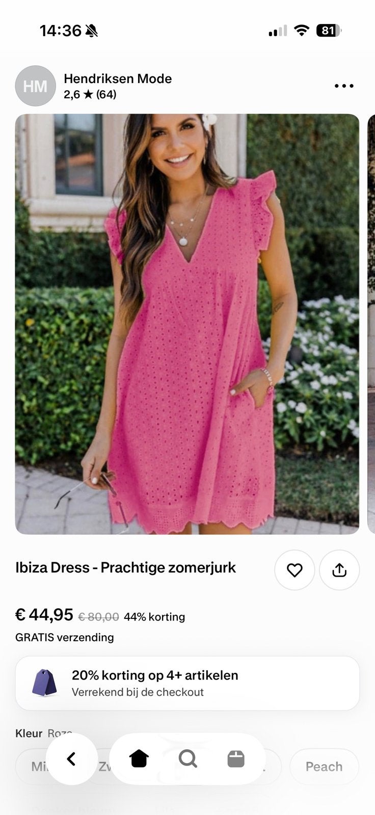Ibiza jurk, Kleding | Dames, Maat 38/40 (M), Nieuw, Ophalen of Verzenden, Roze
