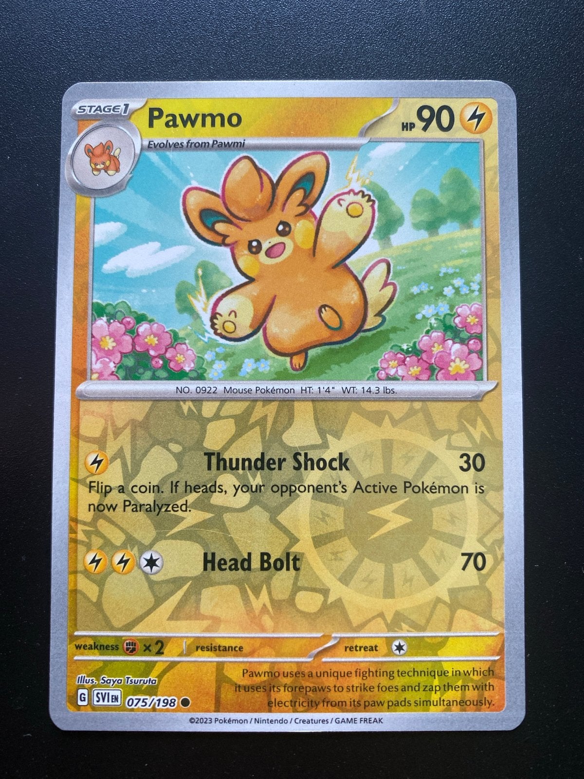 Pawmo 075/198 Reverse Holo Scarlet & Violet Base, Ophalen of Verzenden, Zo goed als nieuw, Losse kaart, Foil