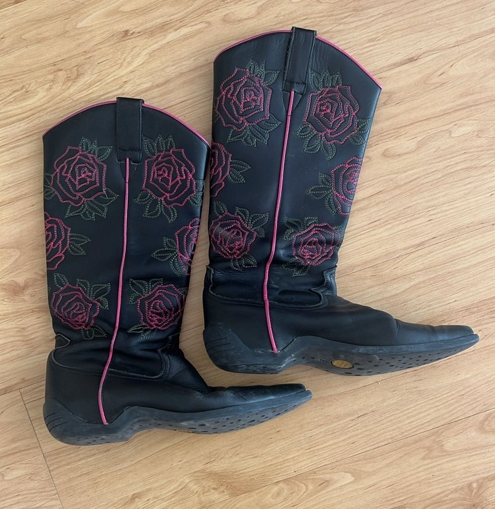 mag cowboy laarzen zwart maat 38 vintage, Hoge laarzen, Verzenden, Zwart, Gedragen