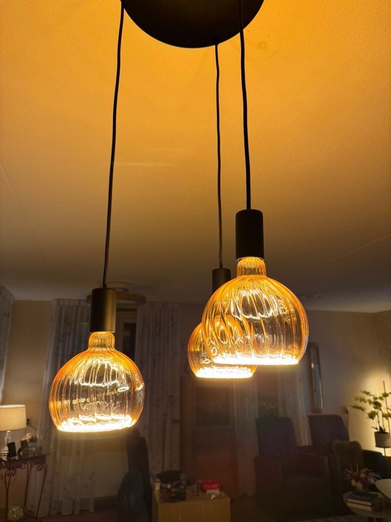 eetkamer lampen, Ophalen, E27 (groot), Zo goed als nieuw, Glas