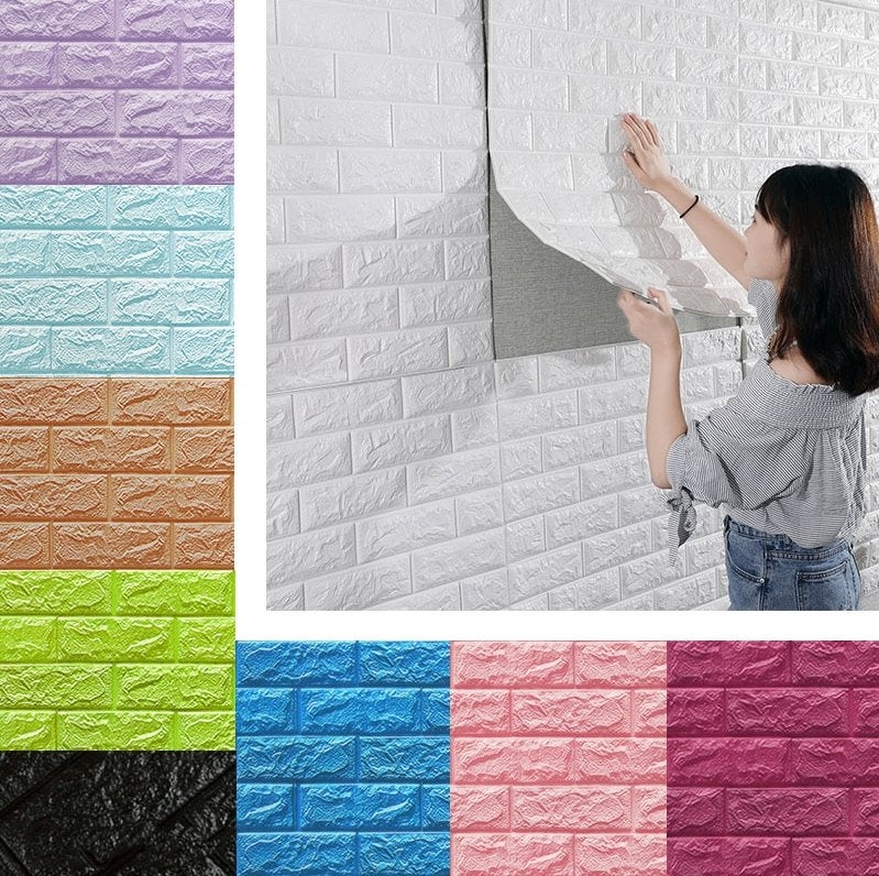 Zelfklevend 3D Bakstenen Behang Sticker Muur Baksteen Wand, Verzenden, Minder dan 10 m², Roze