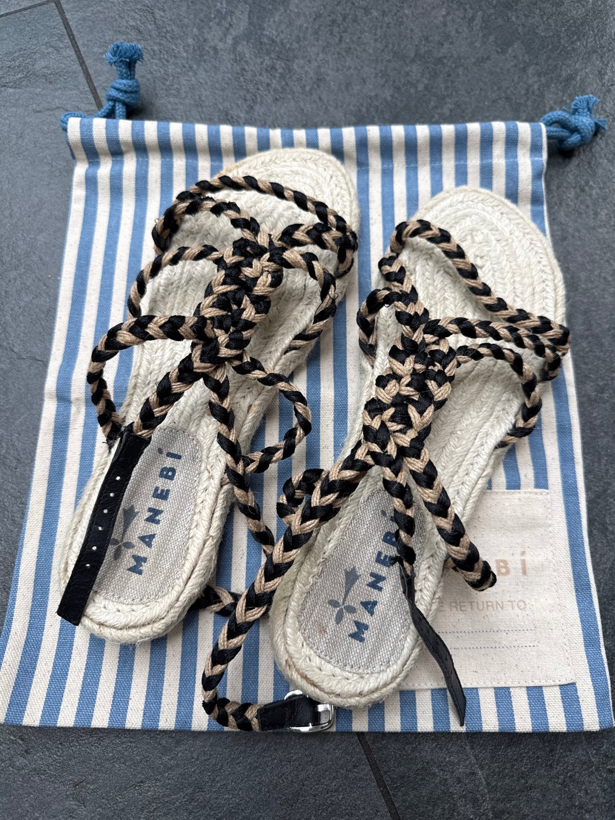 Manebí Yucatan Rope Sandalen - Nieuw in doos, Ophalen, Nieuw, Beige, Sandalen of Muiltjes
