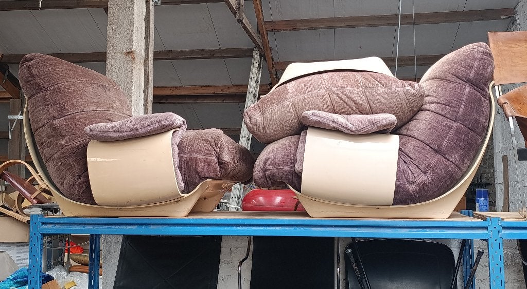 2 marsala lounge + 1 ottoman Michel Ducaroy Ligne Roset WI, Huis en Inrichting, Stof, Gebruikt, Eenpersoons, 75 tot 100 cm