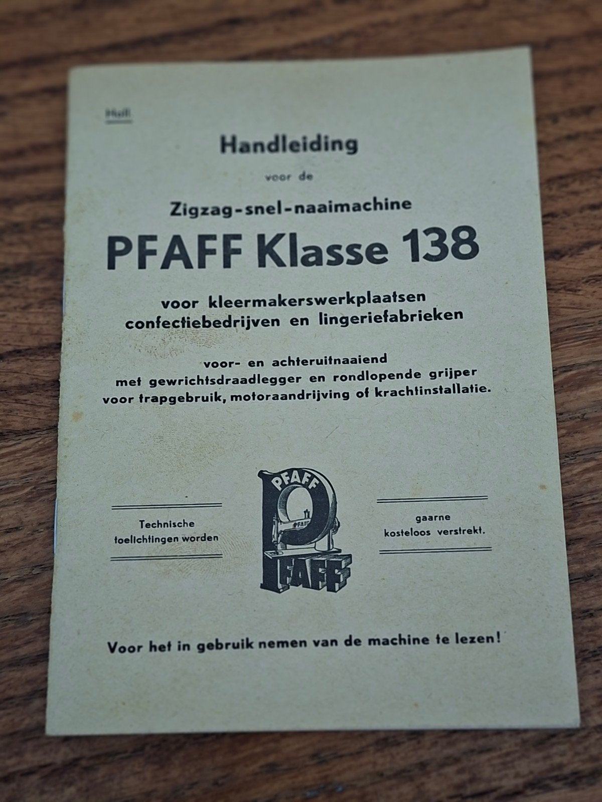 Handleiding PFAFF Klasse 138 Zigzag-snel-naaimachine, Hobby en Vrije tijd, Naaimachines en Toebehoren, Ophalen of Verzenden, Gebruikt