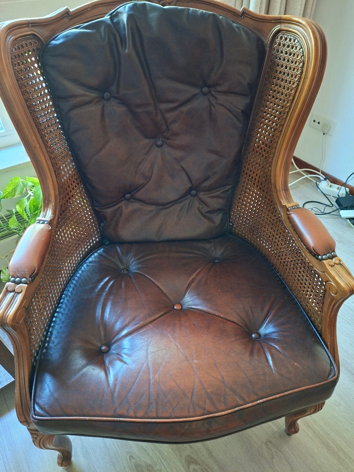lederen fauteuil, Huis en Inrichting, Fauteuils, Ophalen, Gebruikt, Minder dan 75 cm, 50 tot 75 cm