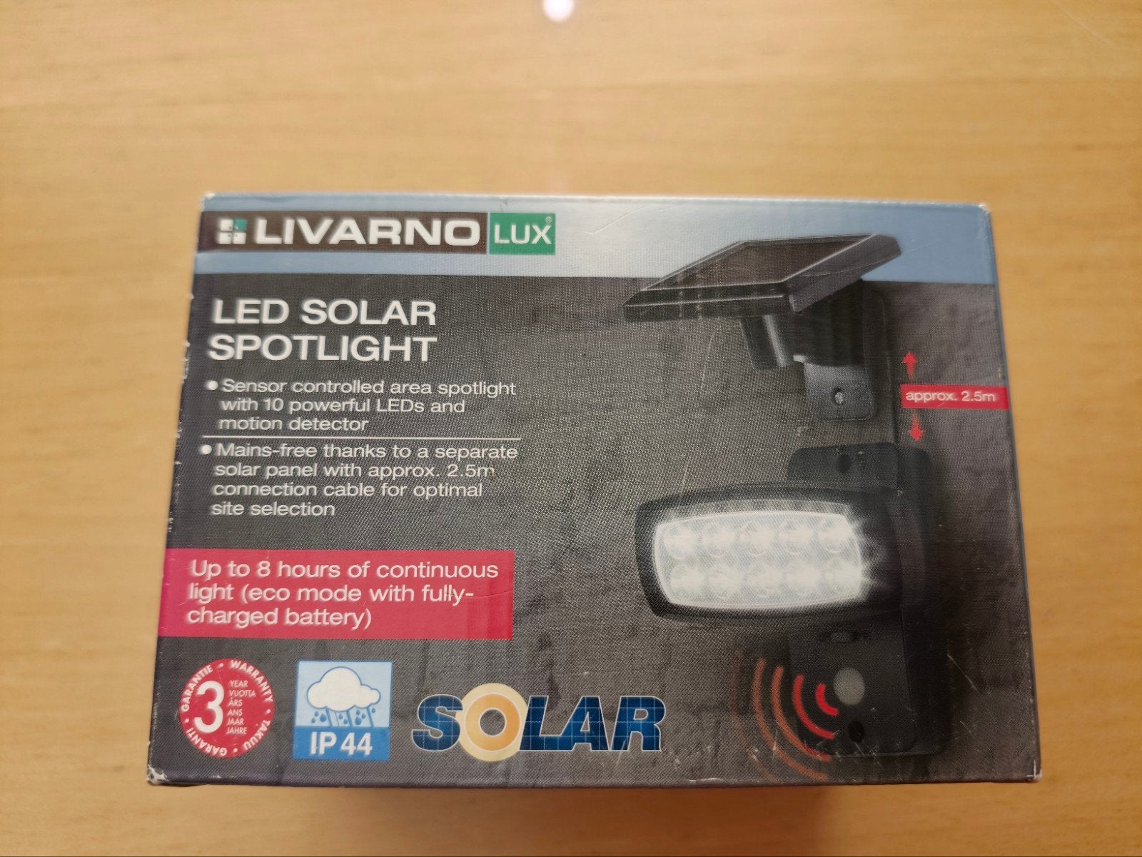 LIVARNO LUX LED Solar Schijnwerper met Bewegingssensor, Zonne-energie, Kunststof, Led, Minder dan 50 watt