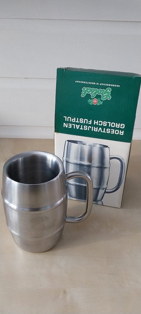 Grolsch Roestvrijstalen Pul in originele doos, Ophalen, Nieuw, Pul(len), Grolsch