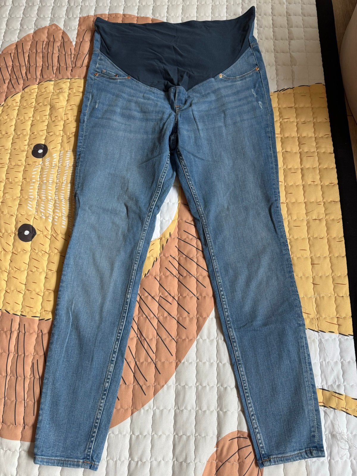 H&M Mama Super Skinny High Rib Jeans XL, Ophalen, Gedragen, Maat 46/48 (XL) of groter, Blauw