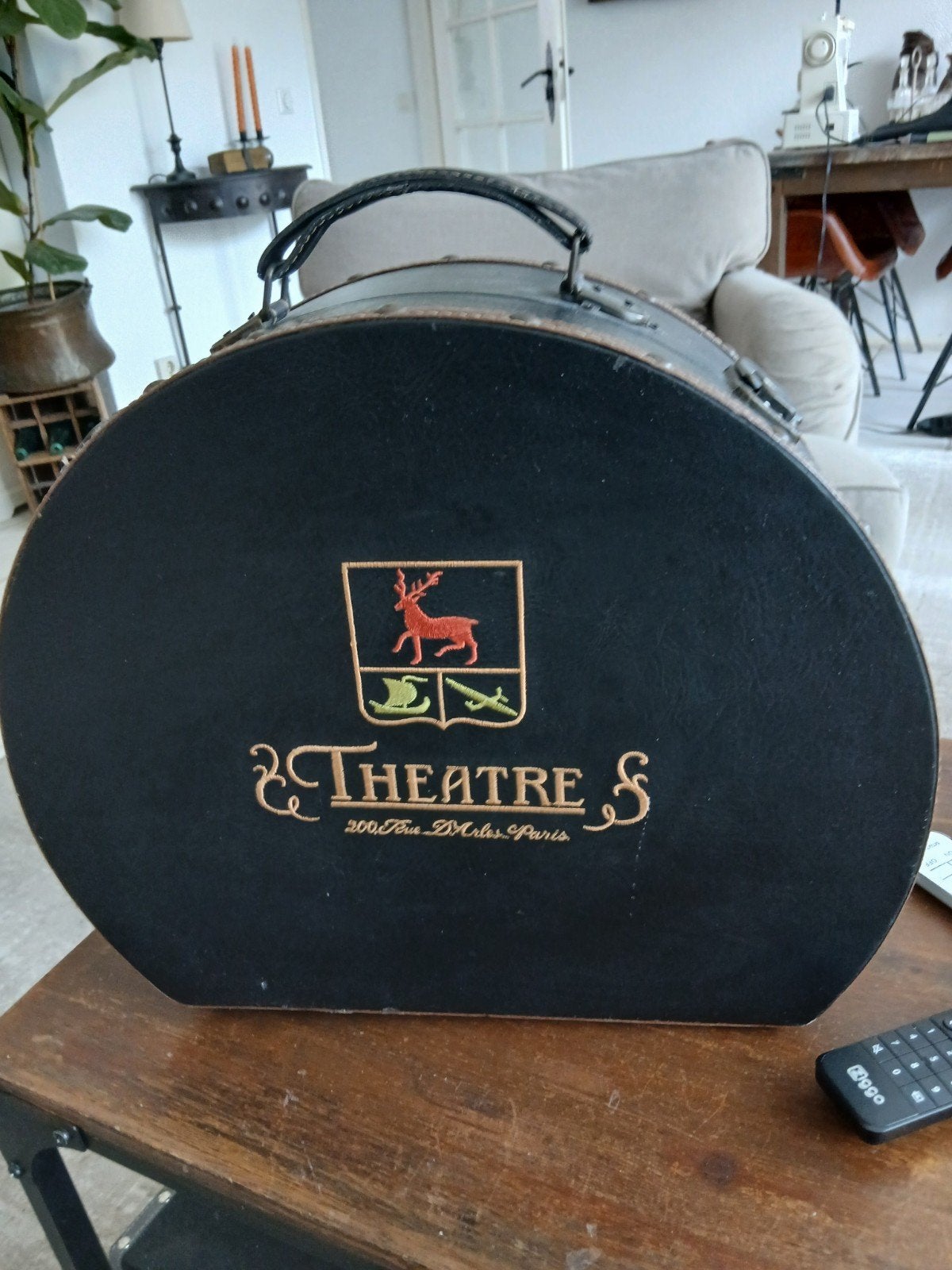 oude leren theater koffer, Ophalen, Gebruikt, Bruin