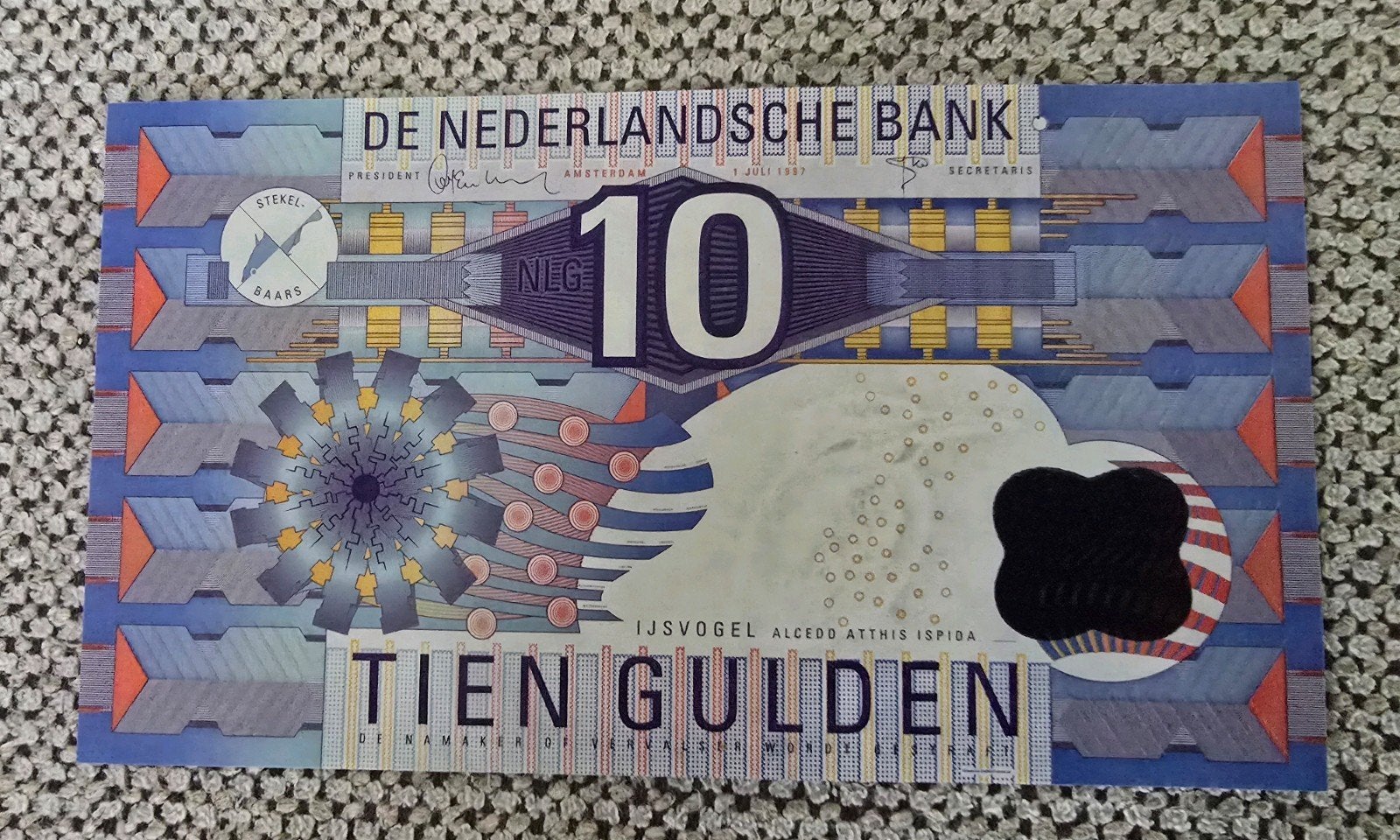 10 Gulden IJsvogel biljet (UNC), Postzegels en Munten, Ophalen of Verzenden, 10 gulden, Los biljet