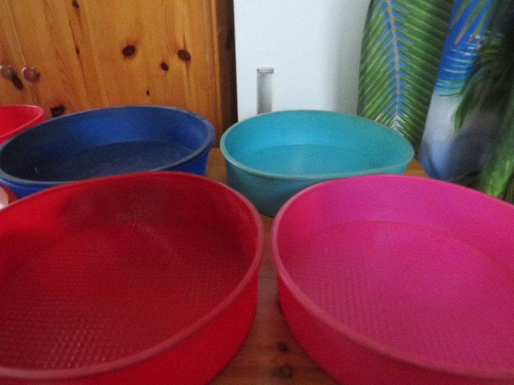 6 siliconen taart bakvormen 25 en 26 cm, Ophalen of Verzenden, Gebruikt, Taarten, Bakvorm