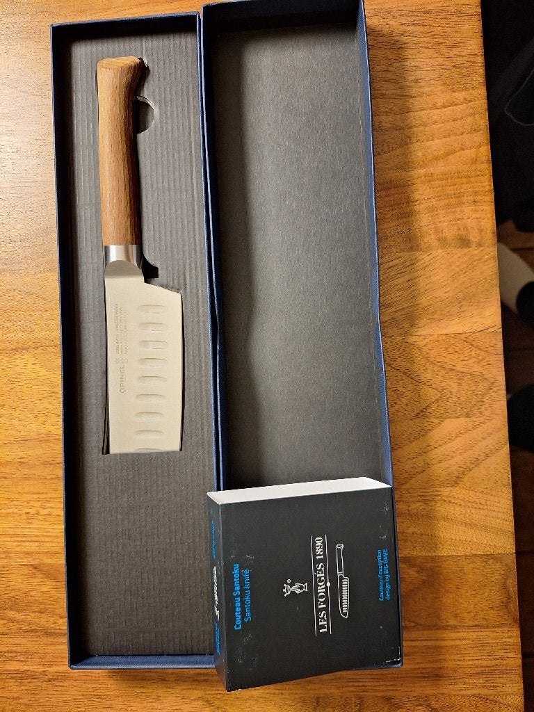 Koksmes Opinel Santoku - Les Forgés 1890, Overige typen, Ophalen of Verzenden, Zo goed als nieuw, Meerkleurig