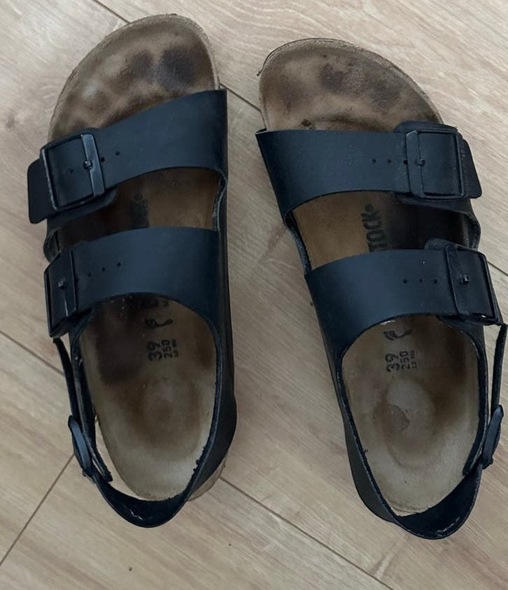 Birkenstock sandalen, maat 39, zwart, Zwart, Gedragen, Sandalen of Muiltjes, Ophalen of Verzenden