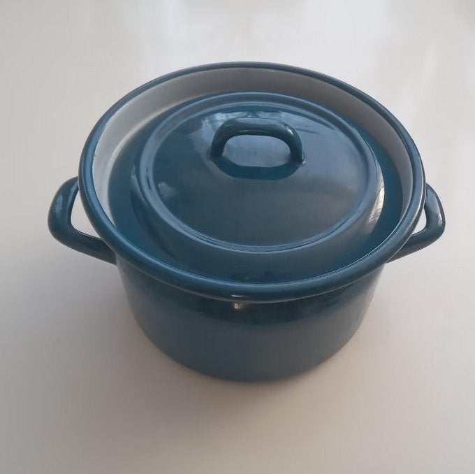 Ouderwetse turquoise emaille pan, Oosterveldweg 15, 7274 DZ, Gebruikt, Verzenden, Rvs