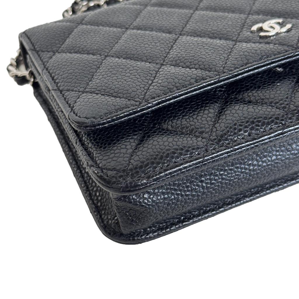 Chanel caviar WOC wallet on chain crossbody zilver silver image 8