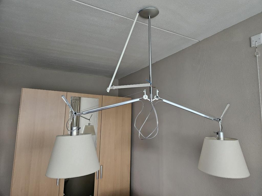 Design hanglamp (Artemide Tolomeo Sospensione Due Bracci), Ophalen, Design Hanglamp, Zo goed als nieuw, Metaal