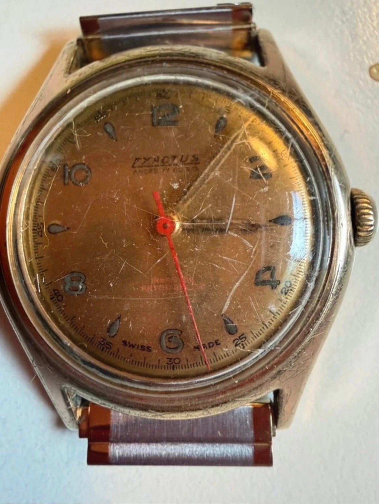Horloge Ancre Exactus 17 Rubis mechanisch vintage, Sieraden, Tassen en Uiterlijk, Ophalen of Verzenden, Staal, Overige merken