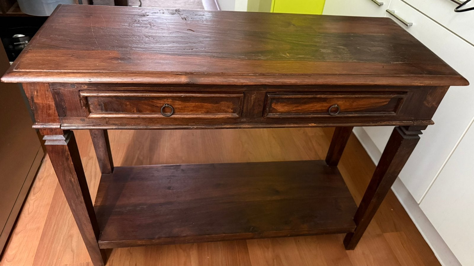 Mooie Koloniale Teak  sitetable, Huis en Inrichting, Tafels | Sidetables, Ophalen, Gebruikt, 50 tot 100 cm, Overige materialen