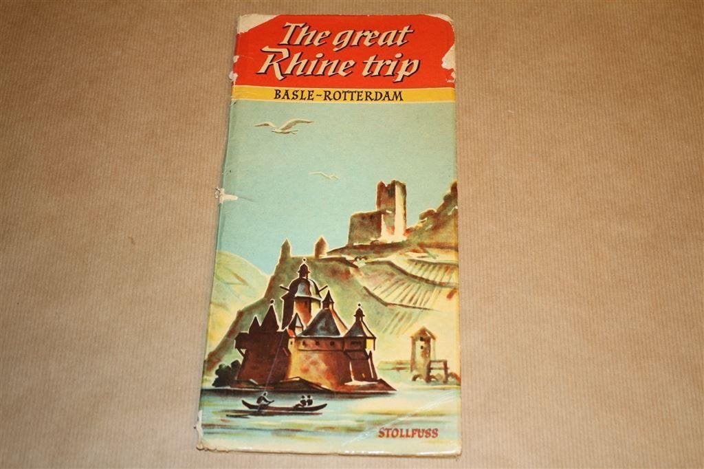 Oude leporello kaart - The Great Rhine Trip - Ca 1960, Boeken, Atlassen en Landkaarten, Gelezen, Ophalen of Verzenden, Landkaart