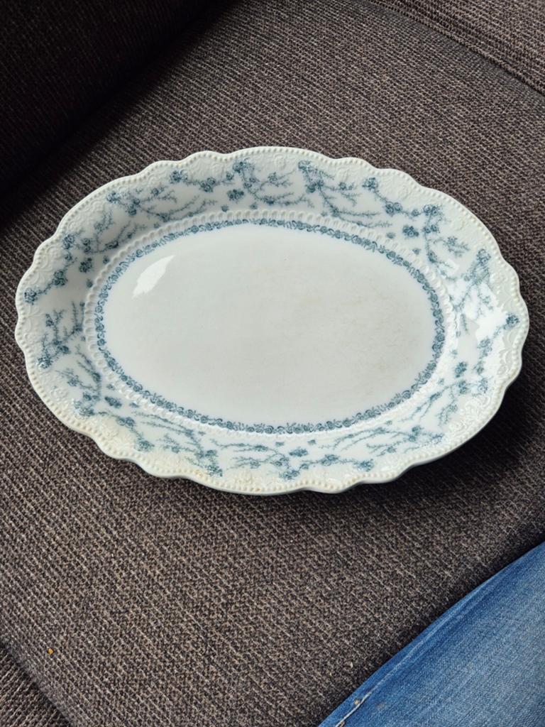 Grote ovale schaal W. Grindley & Co Lambeth petrol blauw, Ophalen of Verzenden