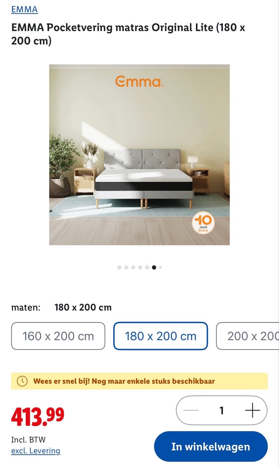 Emma Pocketvering matras Original Lite (180 x 200 cm), Ophalen of Verzenden, Matras, 180 cm, 200 cm