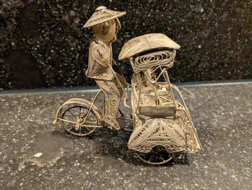 Zilveren Filigraan Riksja met Figuren - 925 Zilver, Ophalen of Verzenden