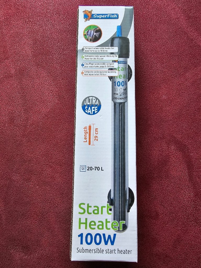 % Nieuw Superfish start Heater - Verwarming - 29 cm 100 Watt, Ophalen of Verzenden, Zo goed als nieuw, Leeg aquarium
