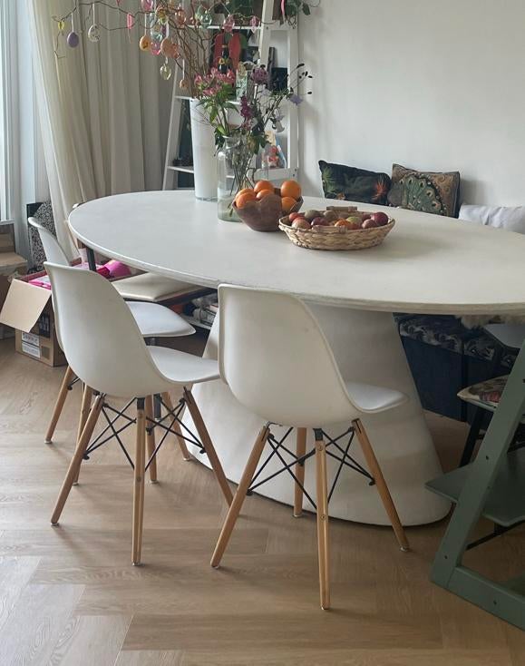 3 replica design kuipstoelen eetkamer eettafel stoelen wit, Huis en Inrichting, Stoelen, Ophalen, Gebruikt, Wit, Drie