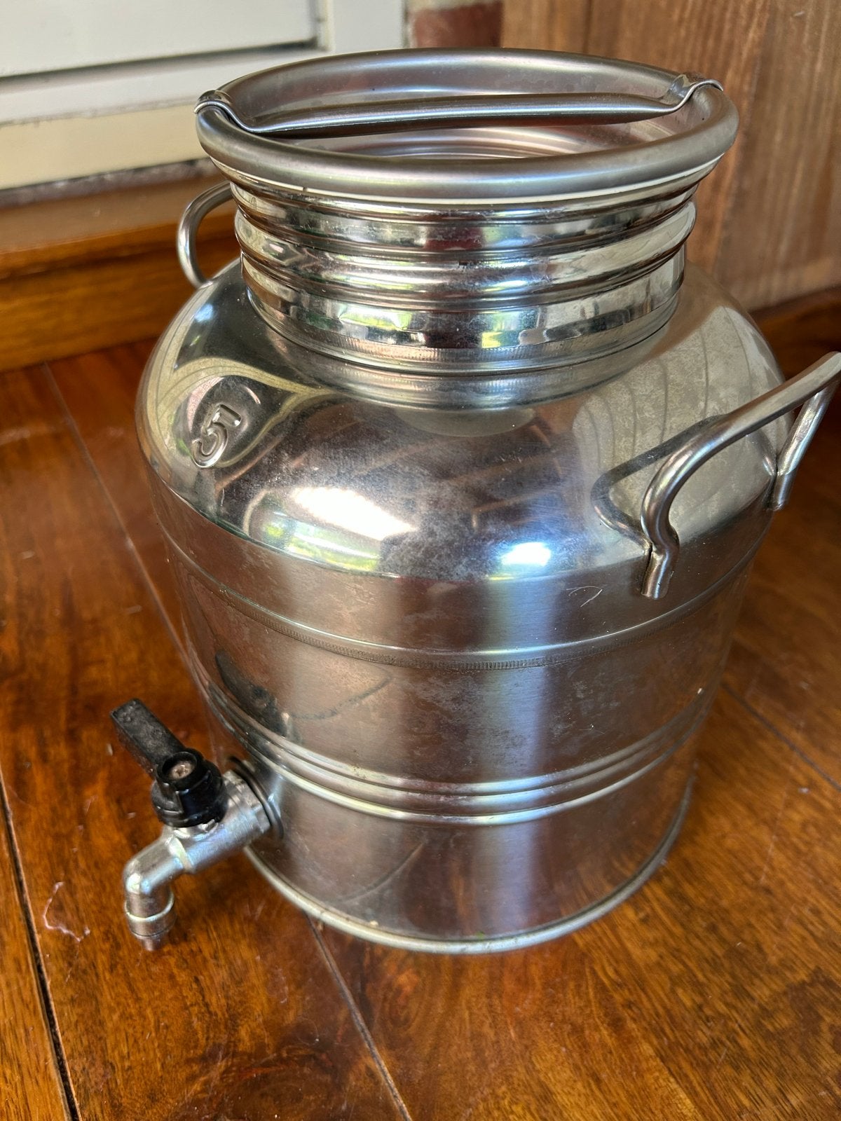 Olijfolie vat 5L RVS met kraantje, Ophalen, Zilver, Metaal, Overige typen
